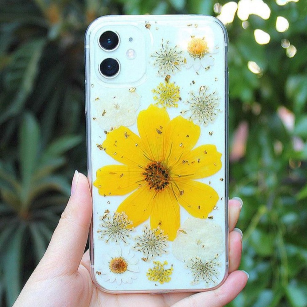 Handmade pressed dried flower phone case
